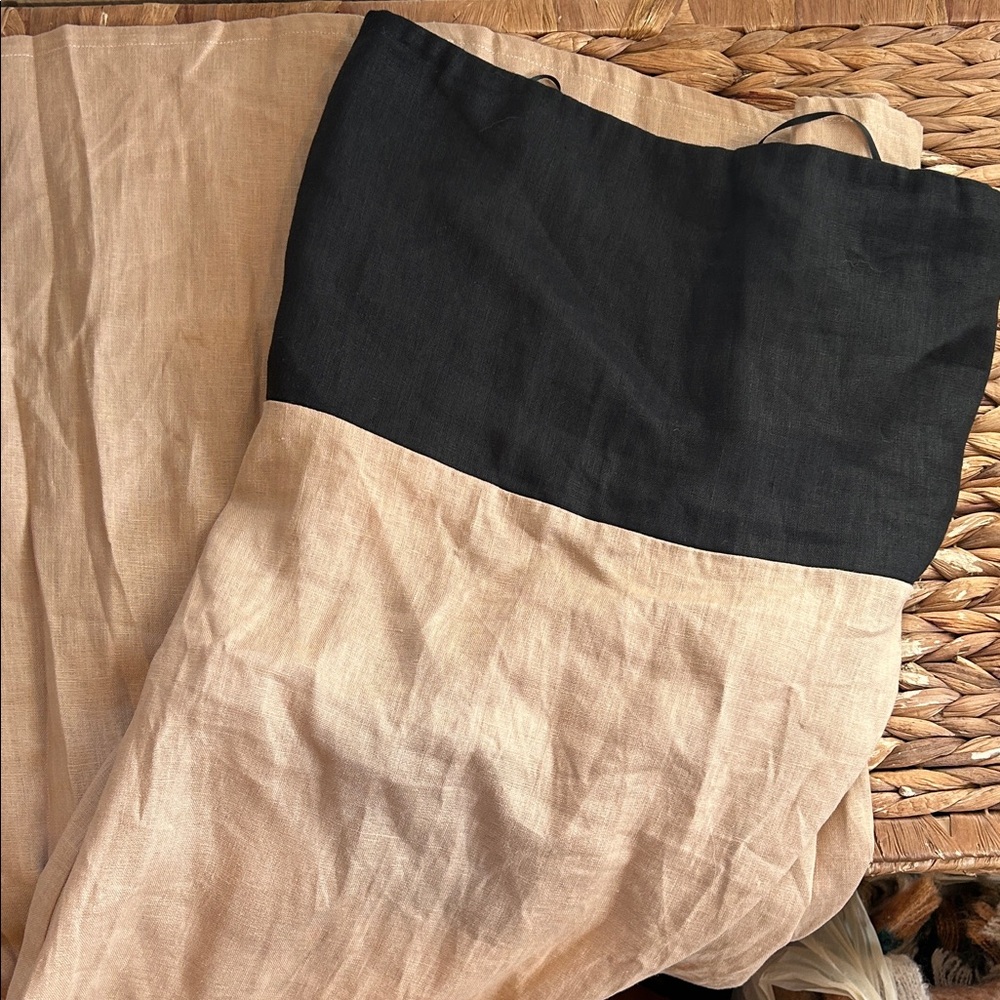 NEW Olivaceous Strapless Linen Black & Tan Dress